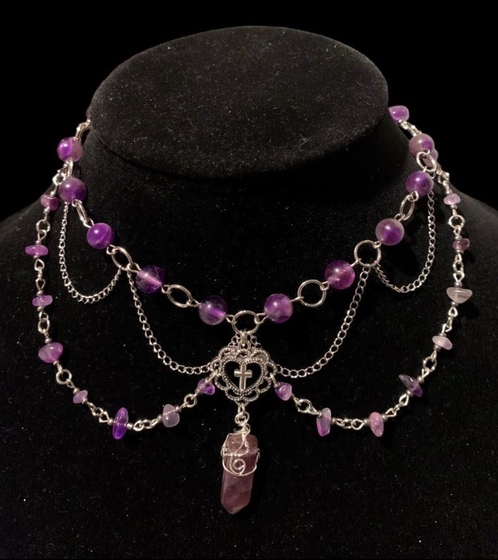 Layered amethyst necklace