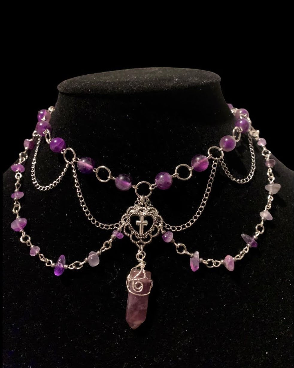 Layered amethyst necklace