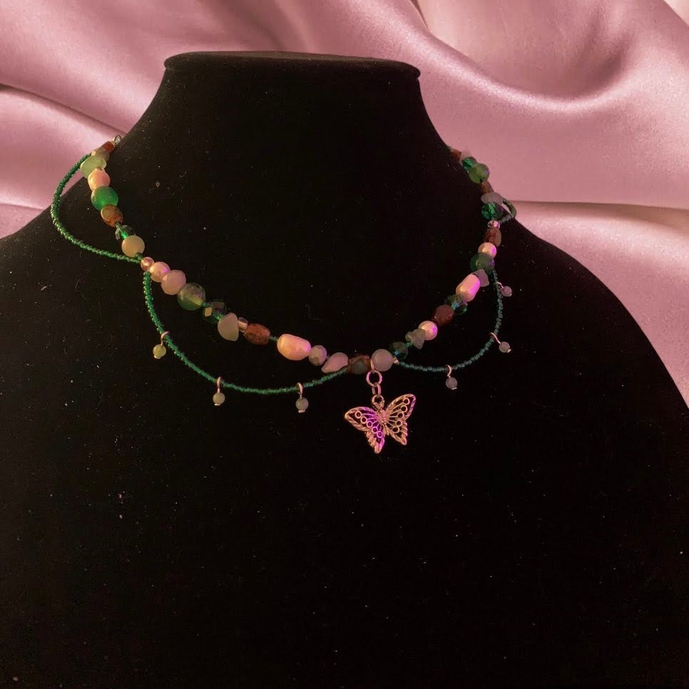 Ethereal forest butterfly necklace